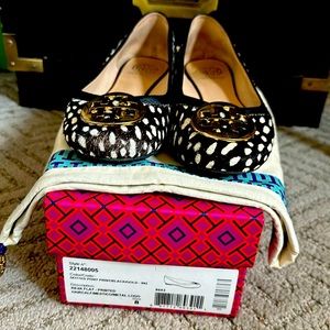 Tory Burch Calf Hair Reva Flats - dotted pony sz8 comes with/ box & dust bag